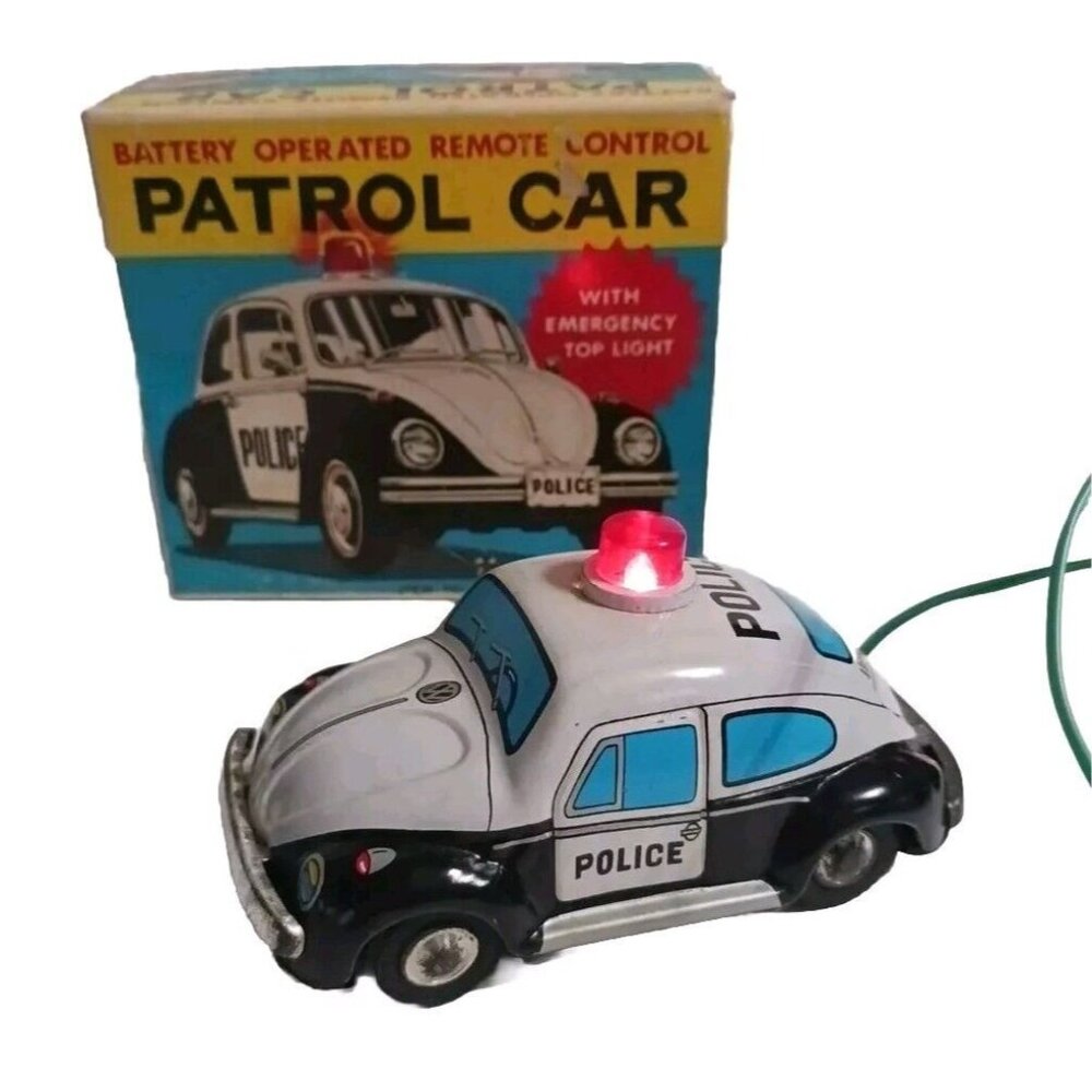 Vintage Tora Toy Police Patrol Car 1 D Battery Remote Control Emergency Light